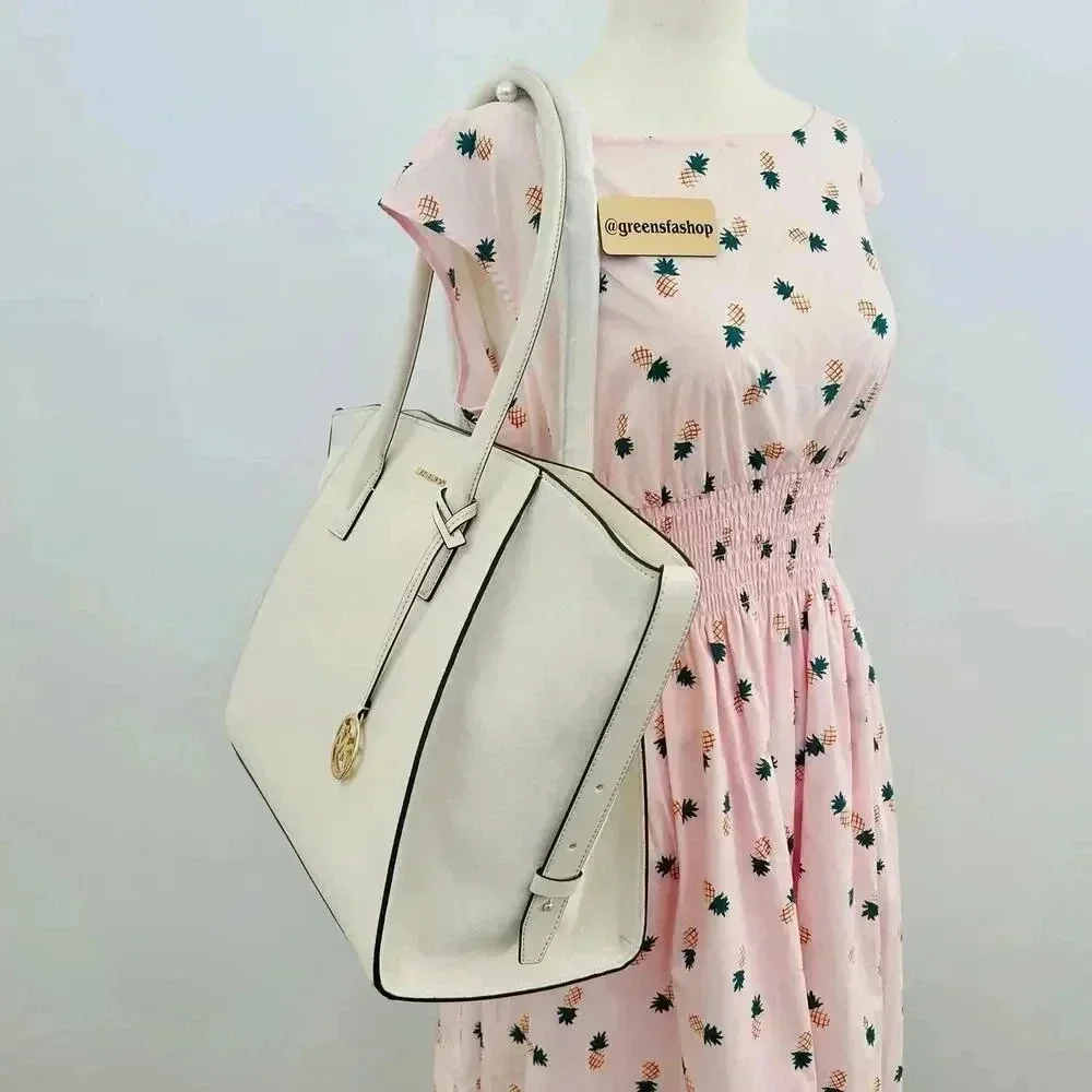 Michael Kors Purse MK Avril Extra-Large Leather and Suede Tote Bag LT Cream